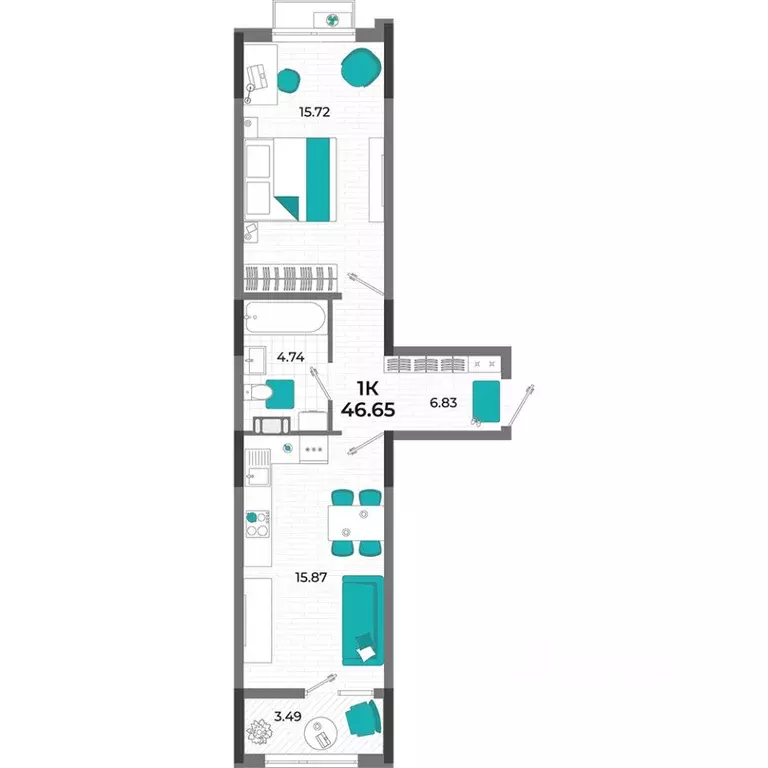 1-к кв. Крым, Евпатория  (46.65 м) - Фото 1