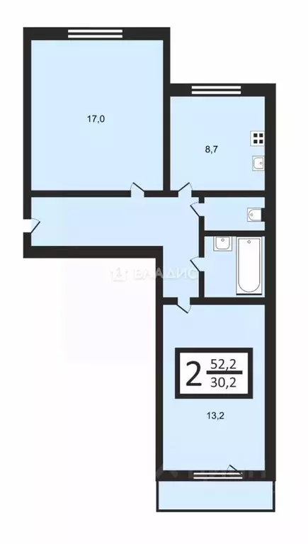 2-к кв. Москва ул. Академика Челомея, 8К1 (52.2 м) - Фото 1