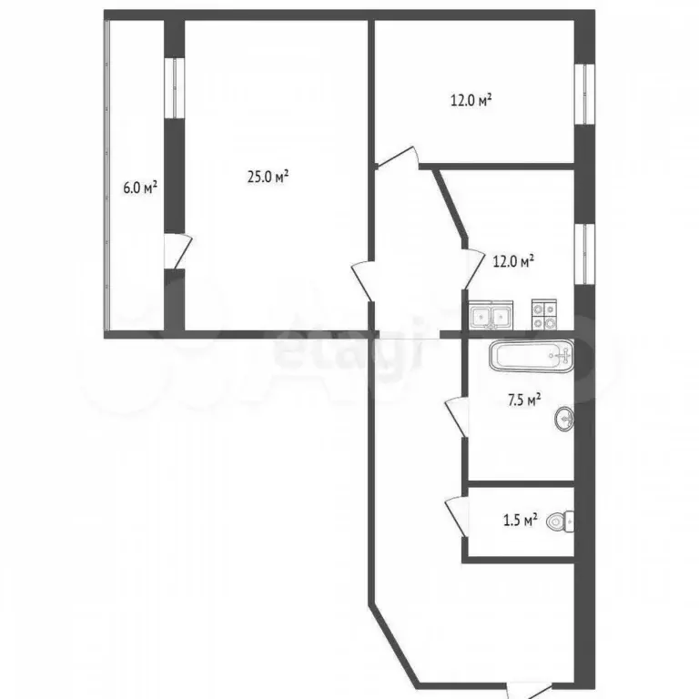 2-к. квартира, 65 м, 2/9 эт. - Фото 0