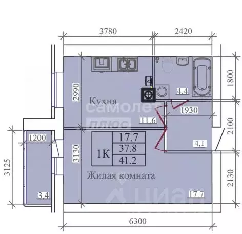 1-к кв. Ивановская область, Иваново ул. Павла Большевикова, 50к6 (41.2 ... - Фото 2