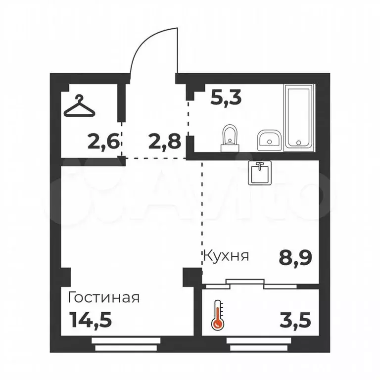 1-к. квартира, 34,1м, 5/24эт. - Фото 0