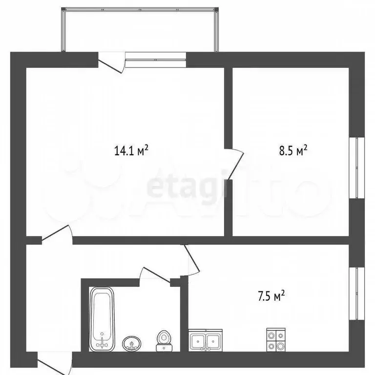 2-к. квартира, 37,2 м, 5/9 эт. - Фото 0