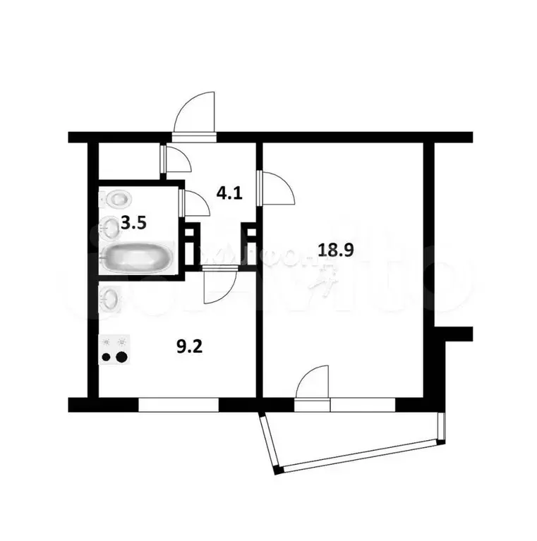 1-к. квартира, 37,5 м, 6/9 эт. - Фото 0