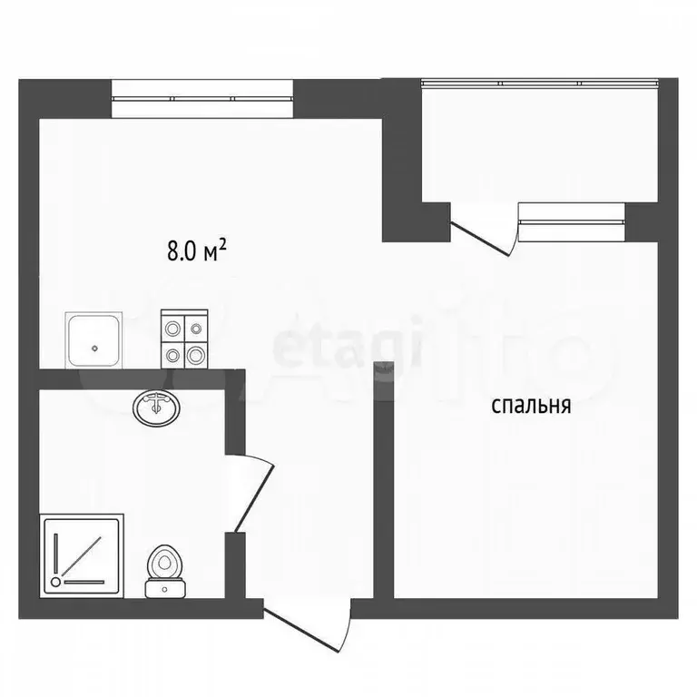 1-к. квартира, 27 м, 5/9 эт. - Фото 0