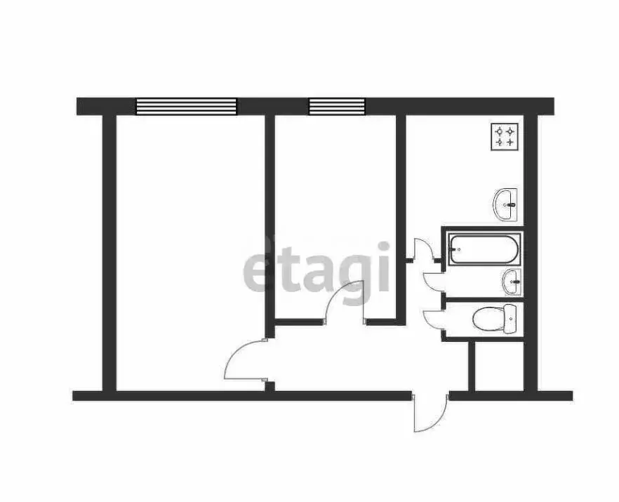 2-комнатная квартира: Сатка, улица Куйбышева, 10 (42 м) - Фото 1