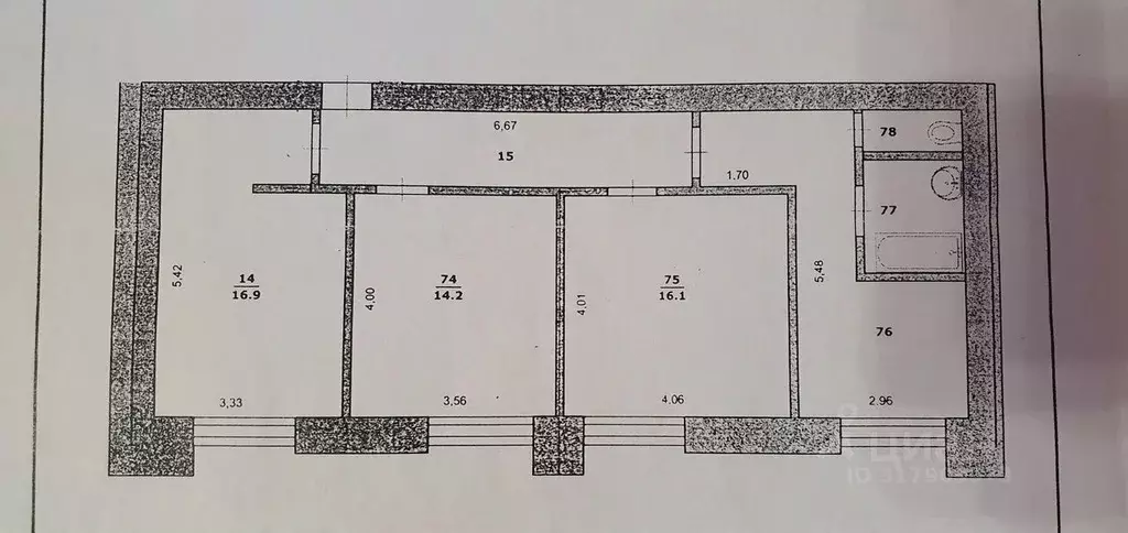 3-к кв. Белгородская область, Белгород ул. Железнякова, 22 (73.7 м) - Фото 1