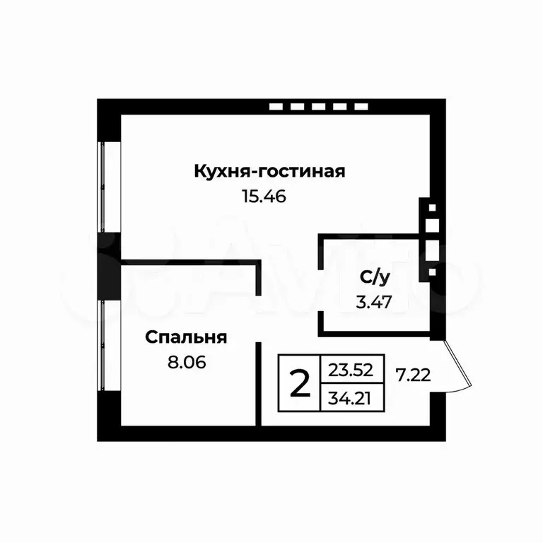 1-к. квартира, 34 м, 9/11 эт. - Фото 1