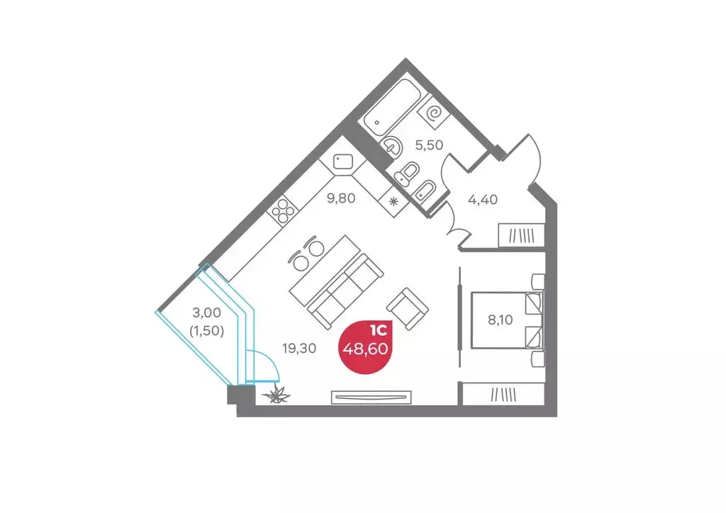 Квартира-студия: Пермь, Советская улица, 16А (48.6 м) - Фото 0