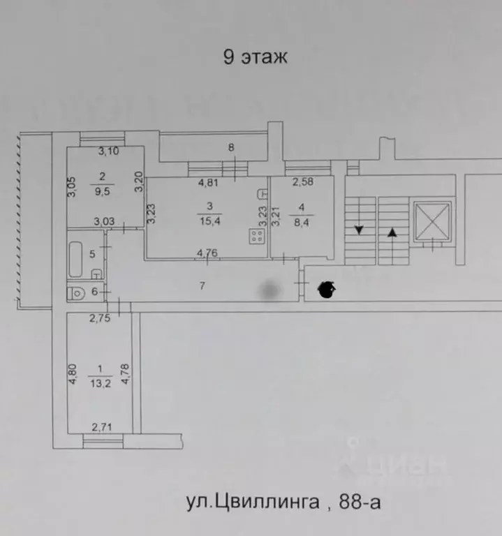 3-к кв. Челябинская область, Челябинск ул. Цвиллинга, 88а (62.2 м) - Фото 0