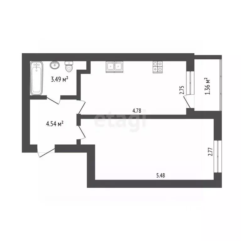 1-к кв. Тюменская область, Тюмень Ставропольская ул., 97к1 (36.7 м) - Фото 2