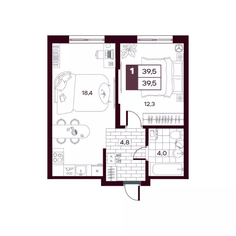 1-к кв. Тюменская область, Тюменский муниципальный округ, д. Дударева ... - Фото 1
