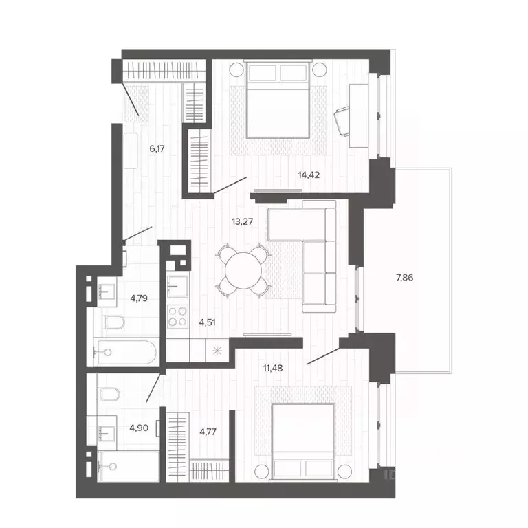 3-к кв. Алтайский край, Барнаул Жилплощадка мкр,  (72.16 м) - Фото 1