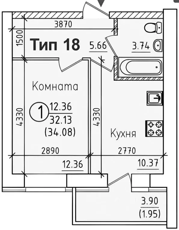 1-к кв. Коми, Сыктывкар ул. Домны Каликовой, 58 (36.0 м) - Фото 1