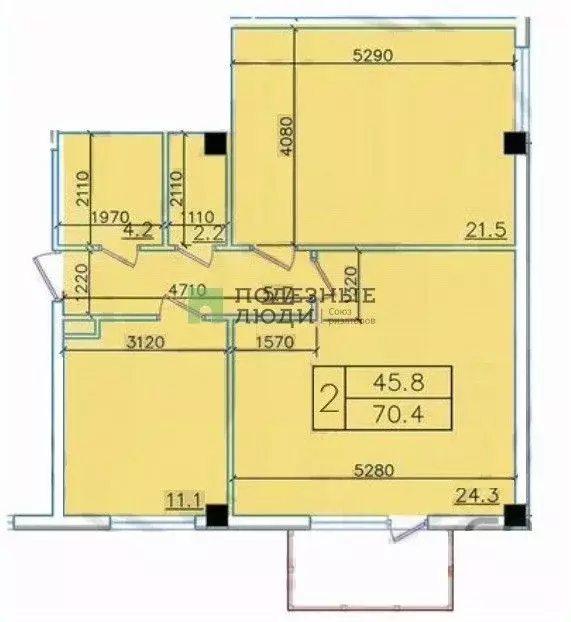 2-к кв. Севастополь ул. Александра Шостака, 43 (69.0 м) - Фото 1