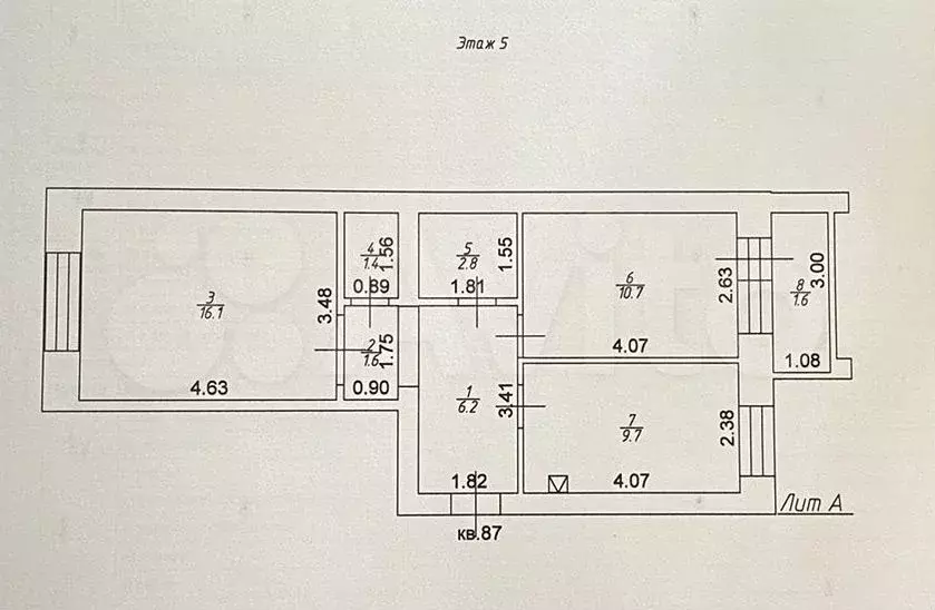 2-к. квартира, 51,5 м, 5/6 эт. - Фото 0