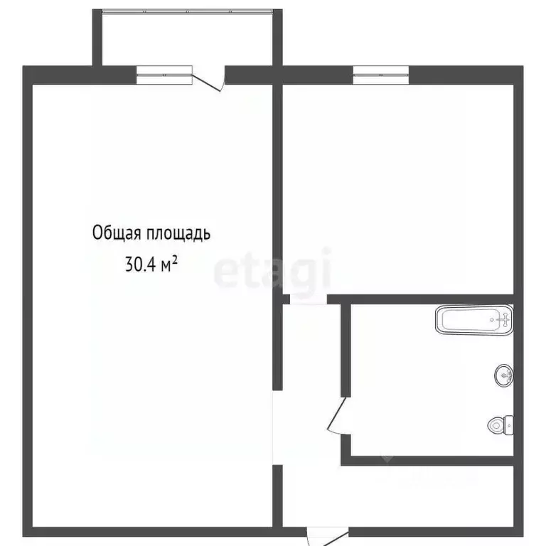 1-к кв. Кемеровская область, Прокопьевск Институтская ул., 5А (30.4 м) - Фото 2