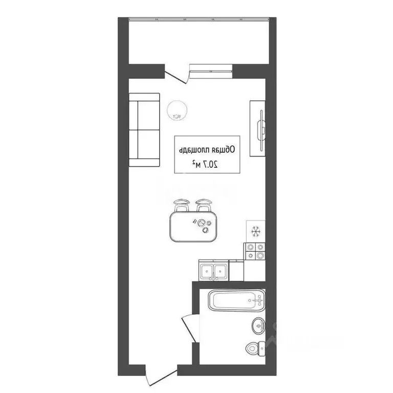 Квартира, студия, 20.7 м - Фото 1