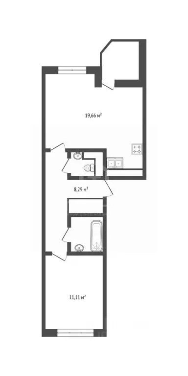 1-к кв. Ленинградская область, Всеволожский район, пос. Бугры ул. ... - Фото 2