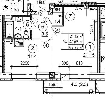 1-к кв. Омская область, Омск ул. 8-я Пролетарская, 8 (43.95 м) - Фото 1