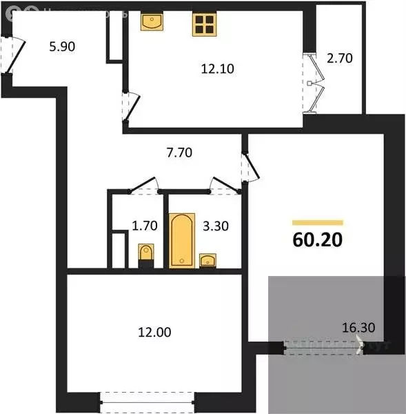 2-комнатная квартира: посёлок Отрадное, Фестивальная улица, 15 (60.2 ... - Фото 1