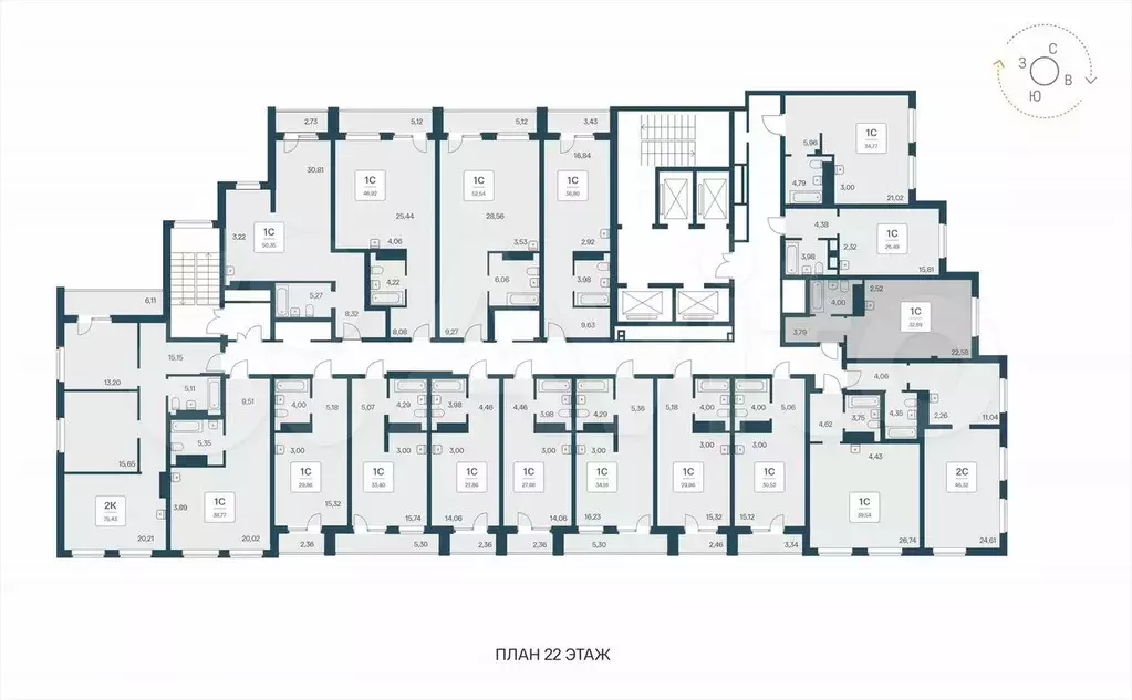 Апартаменты-студия, 32,9 м, 22/25 эт. - Фото 1