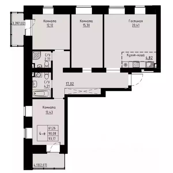 4-к кв. Красноярский край, Красноярск ул. Елены Стасовой, 82 (90.2 м) - Фото 1