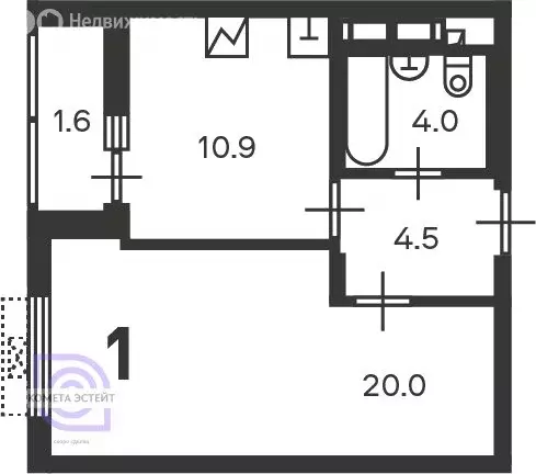1-комнатная квартира: Москва, Кусковская улица, 12/1 (39.4 м) - Фото 1