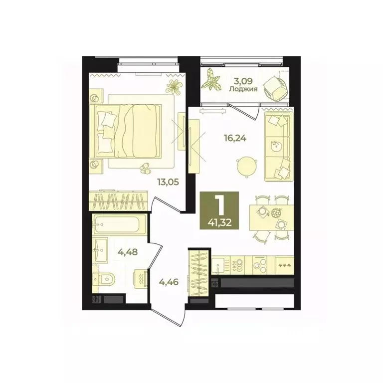 1-к кв. Свердловская область, Екатеринбург Втузгородок жилрайон, Б26 ... - Фото 1