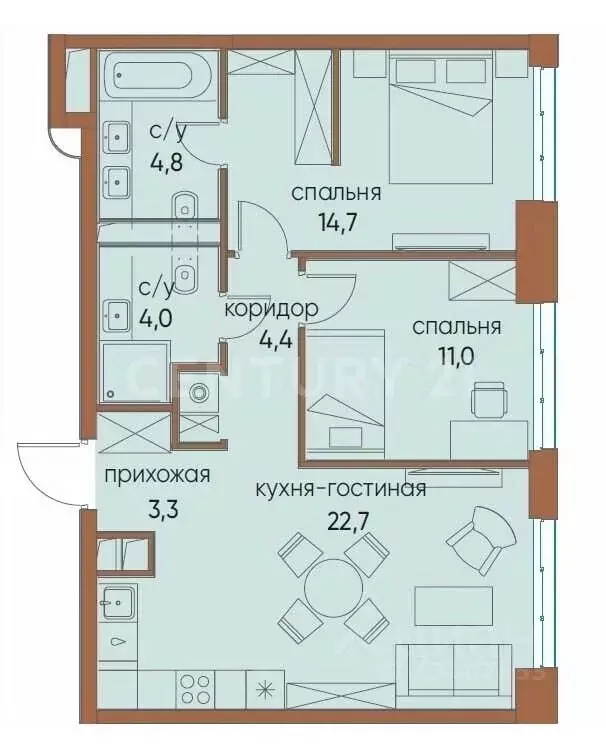 2-к кв. Москва ул. Нижние Мневники, 16к5 (65.0 м) - Фото 2