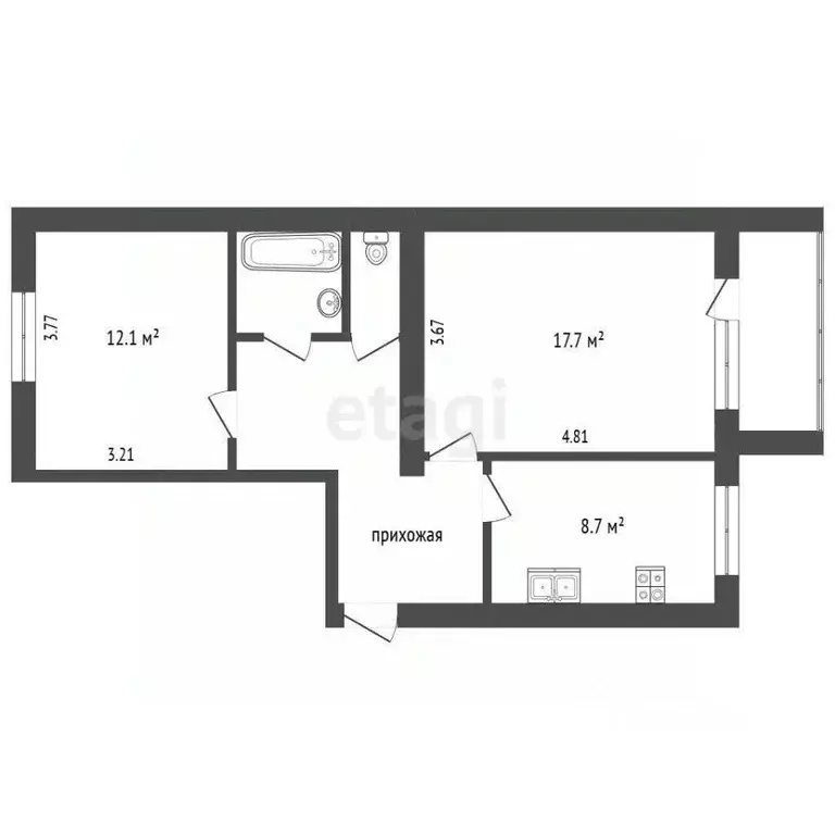 2-к кв. Вологодская область, Вологда Советский просп., 75А (54.9 м) - Фото 1