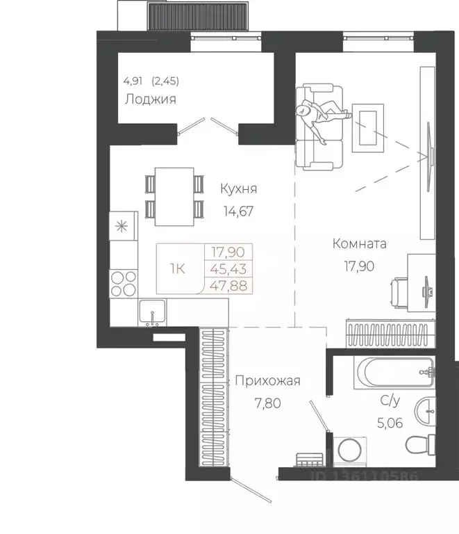 1-к кв. Алтай, Майминский район, с. Майма ул. Энергетиков (47.88 м) - Фото 0