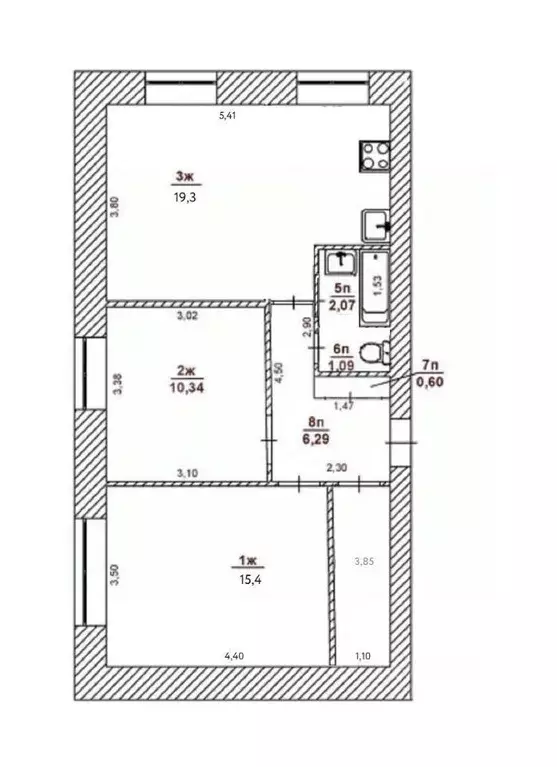 3-к кв. Ульяновская область, Ульяновск Хрустальная ул., 52 (57.7 м) - Фото 2