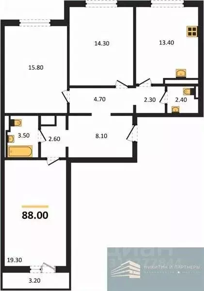3-к кв. Воронежская область, Воронеж ул. Загоровского, 5/2 (88.0 м) - Фото 0