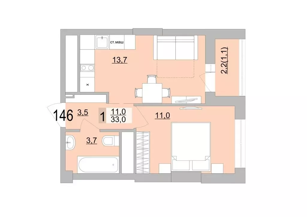 1-комнатная квартира: Екатеринбург, Черкасская улица, 5к3 (33 м) - Фото 0