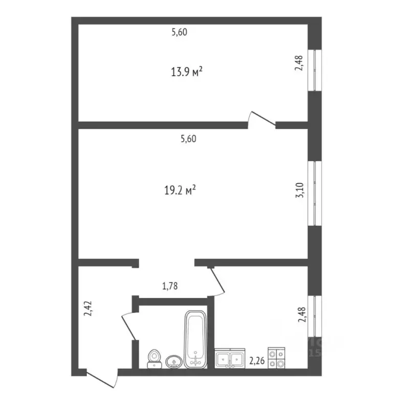 2-к кв. Тюменская область, Тюмень ул. Спорта, 2Б (45.0 м) - Фото 1