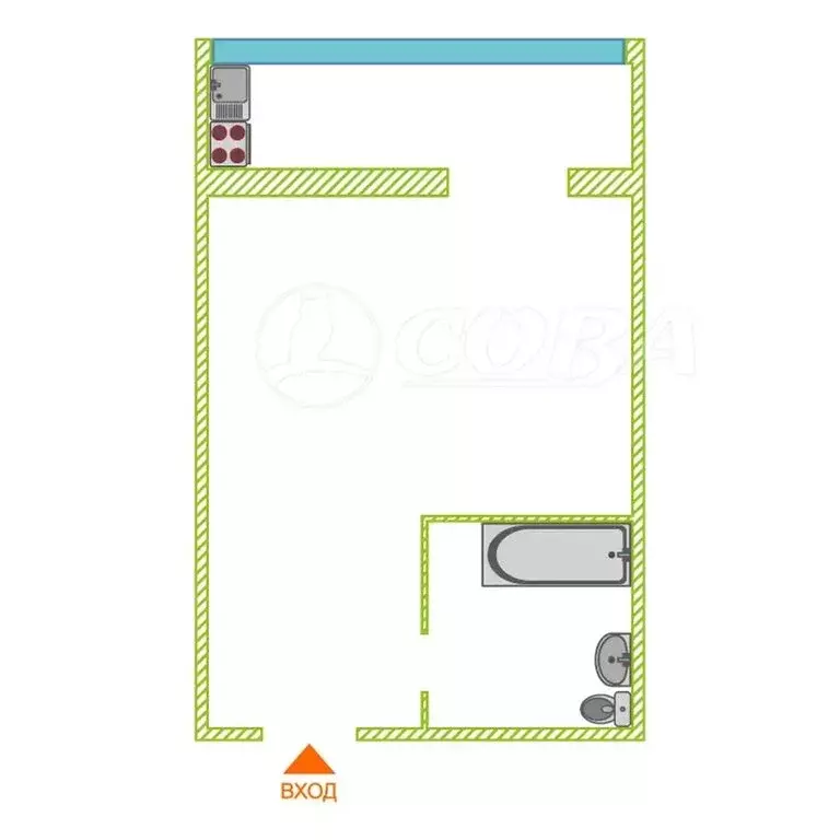 Квартира-студия: Тюмень, улица Республики, 239 (17 м) - Фото 2