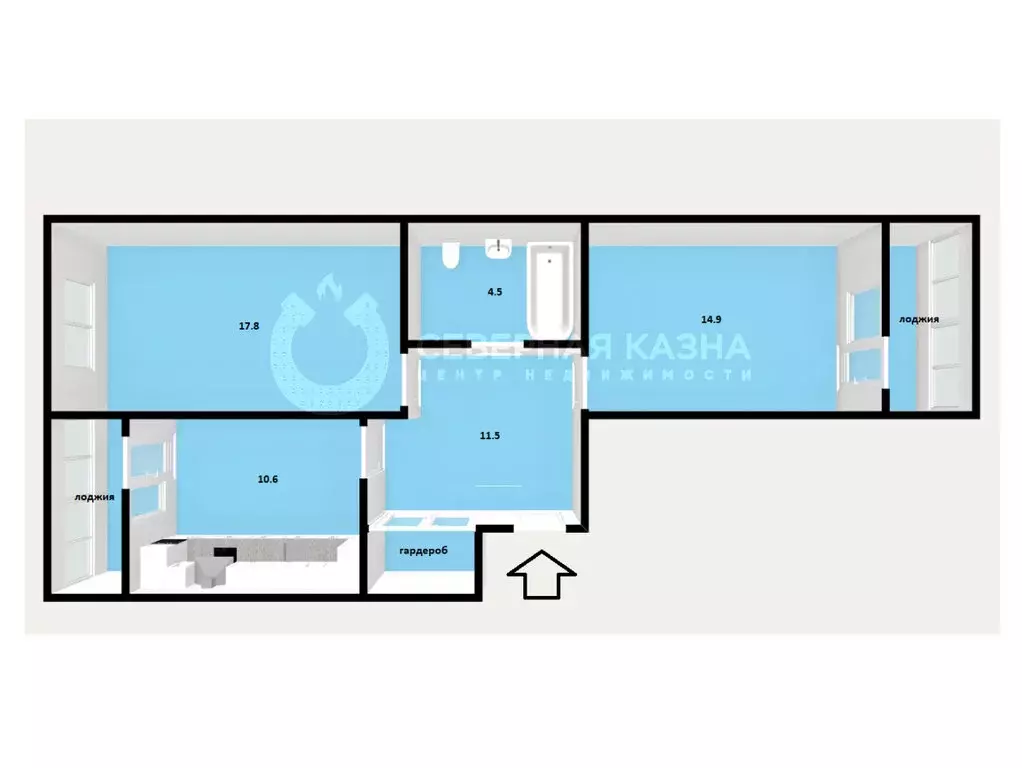2-комнатная квартира: Екатеринбург, улица Старых Большевиков, 3В (59.3 ... - Фото 1