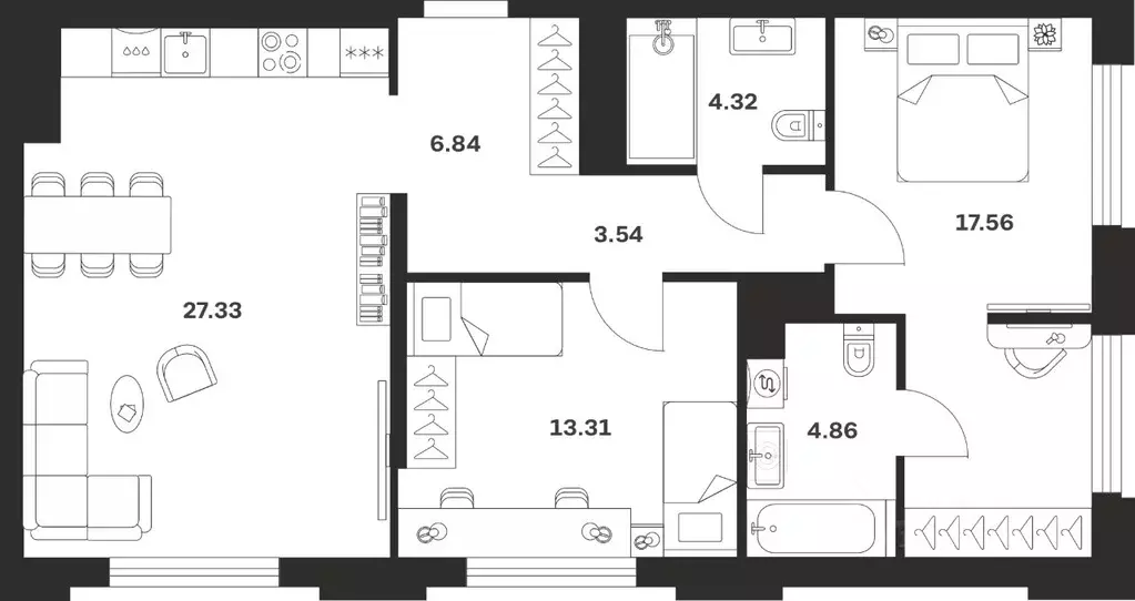 2-к кв. Тульская область, Тула Парк Патриот жилой комплекс (77.76 м) - Фото 1