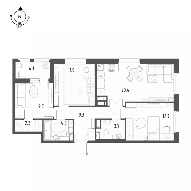 3-к кв. Омская область, Омск Зеленая река мкр, 1 (76.4 м) - Фото 0