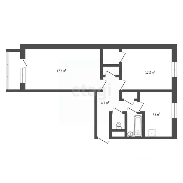 2-к кв. Брянская область, Брянск Коммунальная ул., 2 (47.4 м) - Фото 1