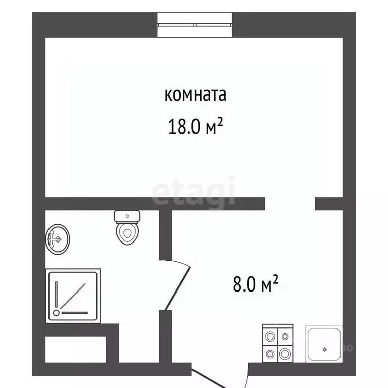 Студия Крым, Ялта ул. Поликуровская, 11 (29.2 м) - Фото 2