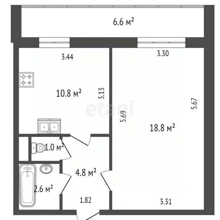 1-к кв. Санкт-Петербург ул. Оптиков, 52к2Б (38.0 м) - Фото 1