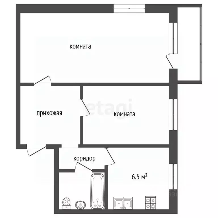 2-к кв. Омская область, Омск Московка мкр, ул. Молодогвардейская, 13 ... - Фото 2