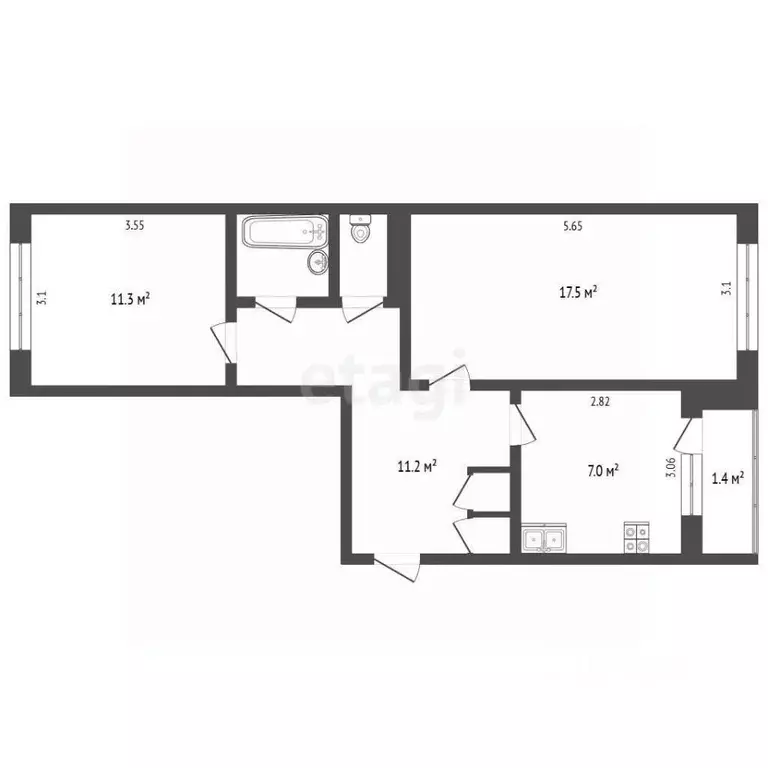 2-к кв. Псковская область, Печоры Юбилейная ул., 5 (46.3 м) - Фото 1
