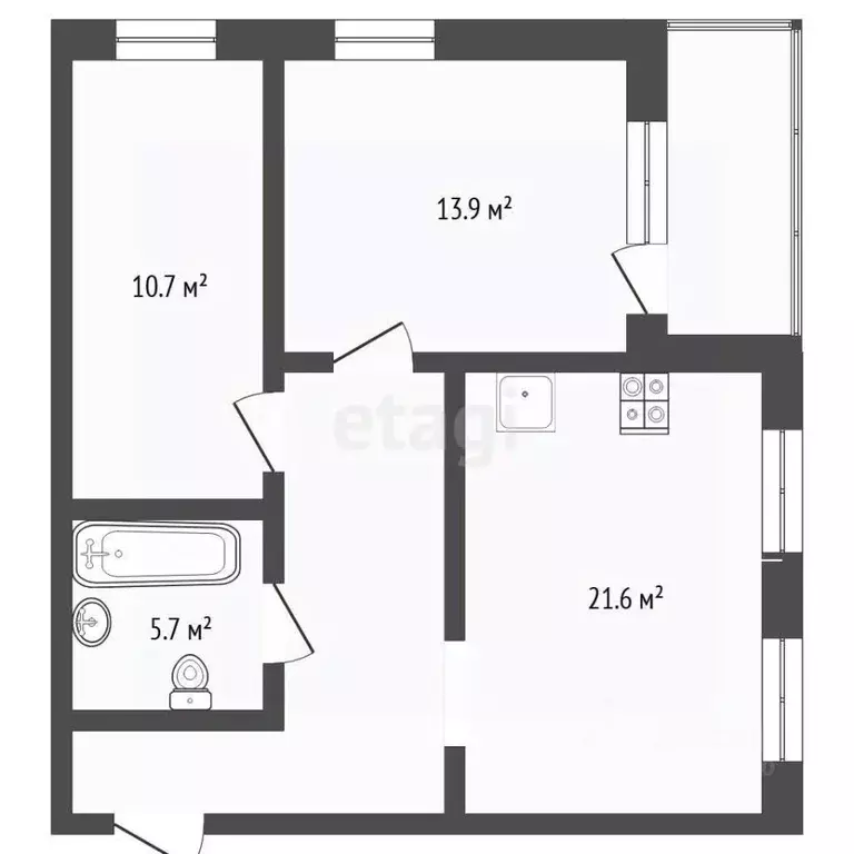 2-к кв. Тюменская область, Тюмень ул. Мельникайте, 34 (65.0 м) - Фото 1