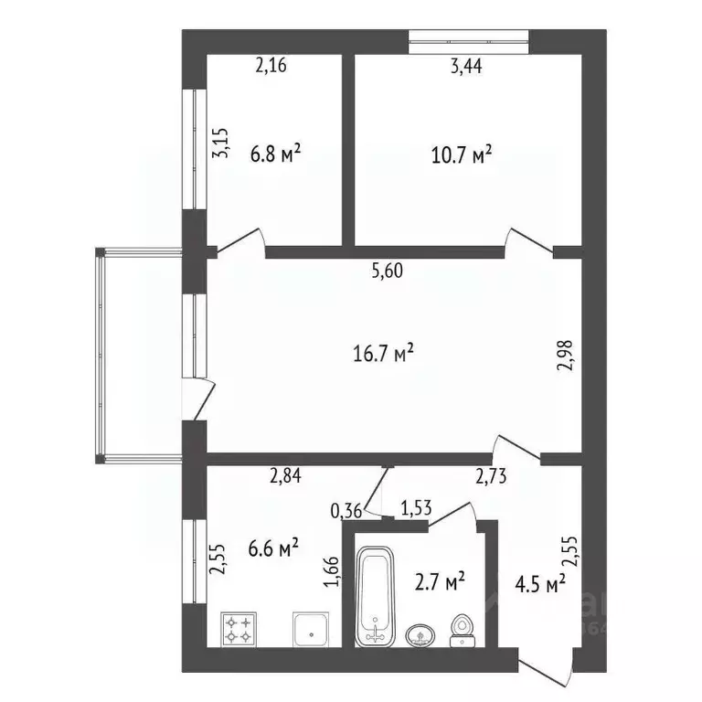3-к кв. Амурская область, Благовещенск КПП мкр, ул. Текстильная, 23 ... - Фото 2