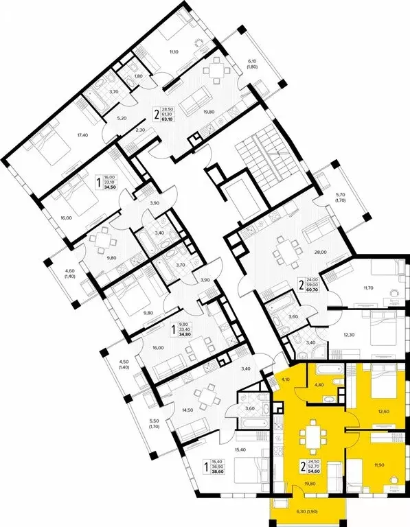 2-комнатная квартира: Сукко, жилой комплекс Кипарис (54.6 м) - Фото 1