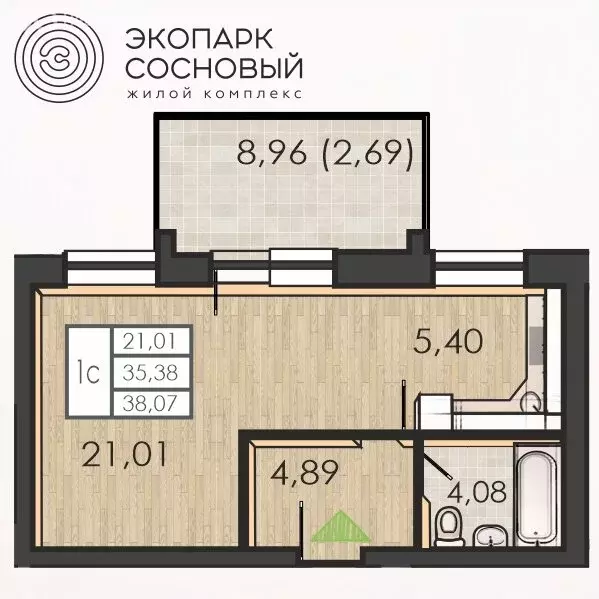 1-комнатная квартира: Пермь, улица Борцов Революции, 1Ак7 (35.3 м) - Фото 0