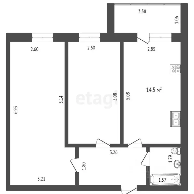 2-к кв. Вологодская область, Вологда ул. Космонавта Беляева, 32к1 ... - Фото 2