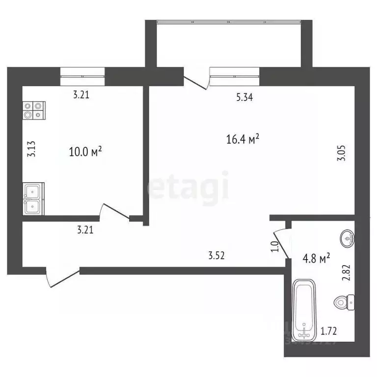 1-к кв. Тюменская область, Ишим ул. Свердлова (38.4 м) - Фото 0